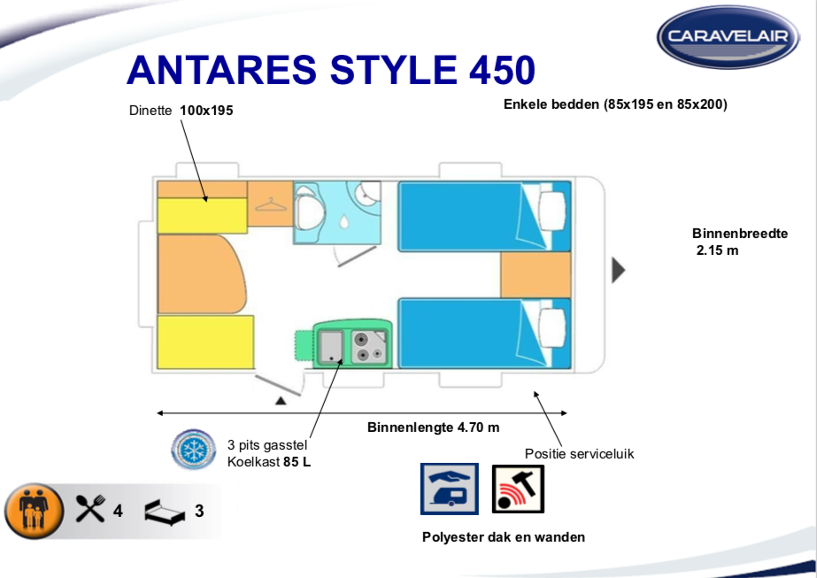 2020 Caravelair Antares Style 450 caravan indeling