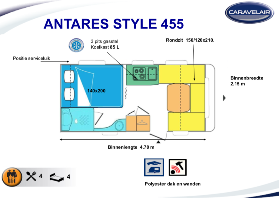 2020 Caravelair Antares Style 455 caravan indeling
