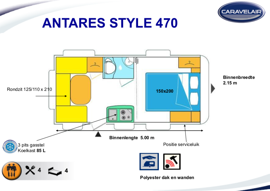 2020 Caravelair Antares Style 470 caravan indeling