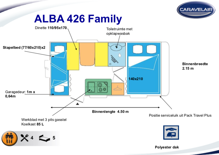 2020 Caravelair Alba 426 indeling