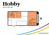 Hobby De Luxe 440 SF model 2022 Cannenburg plattegrond slapen