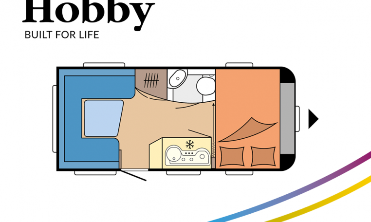 Hobby De Luxe 455 UF model 2022 Cannenburg plattegrond