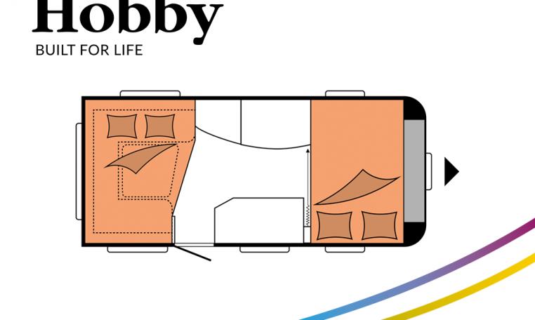 Hobby De Luxe 455 UF model 2022 Cannenburg plattegrond slapen