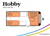 Hobby De Luxe 460 LU model 2022 Cannenburg Plattegrond slapen