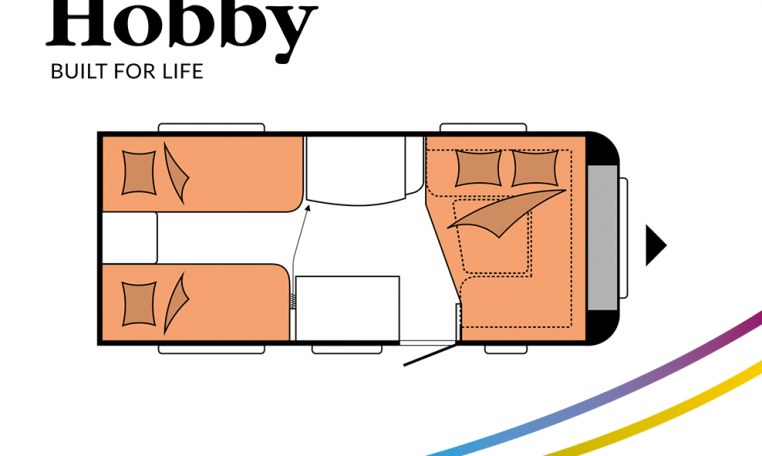 Hobby De Luxe 460 LU model 2022 Cannenburg Plattegrond slapen