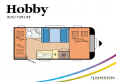 Hobby De Luxe 490 KMF model 2022 Cannenburg Plattegrond