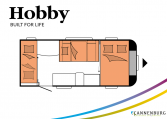 Hobby De Luxe 490 KMF model 2022 Cannenburg Plattegrond slapen