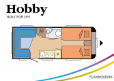 Hobby De Luxe 495 UL model 2022 Cannenburg Plattegrond