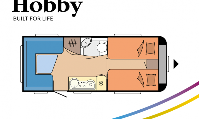 Hobby De Luxe 495 UL model 2022 Cannenburg Plattegrond