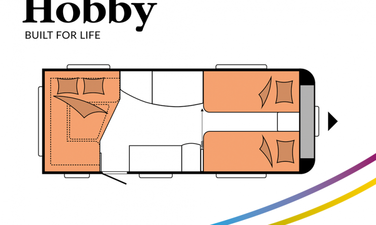 Hobby De Luxe 495 UL model 2022 Cannenburg Plattegrond slapen