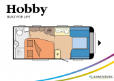 Hobby De Luxe 495 WFB model 2022 Cannenburg Plattegrond