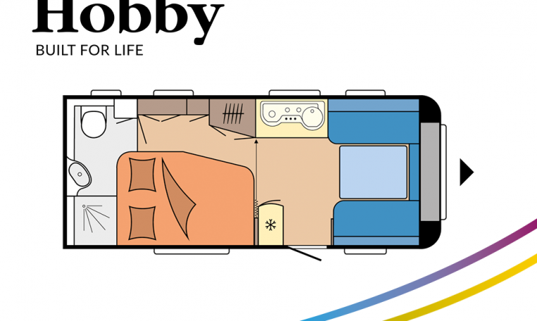 Hobby De Luxe 495 WFB model 2022 Cannenburg Plattegrond