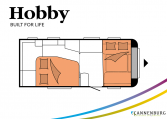 Hobby De Luxe 495 WFB model 2022 Cannenburg Plattegrond Slapen