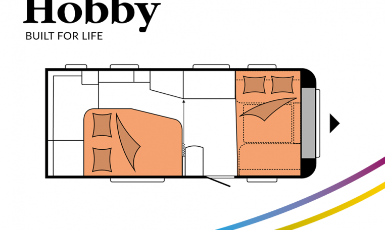 Hobby De Luxe 495 WFB model 2022 Cannenburg Plattegrond Slapen