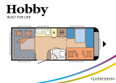 Hobby De Luxe 515 UHK model 2022 Cannenburg Plattegrond