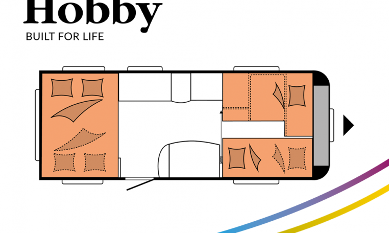 Hobby De Luxe 515 UHK model 2022 Cannenburg Plattegrond slapen