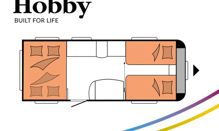 Hobby De Luxe 515 UHL model 2022 Cannenburg Plattegrond slapen bedden