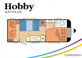 Hobby De Luxe 540 KMFe model 2022 Cannenburg Plattegrond