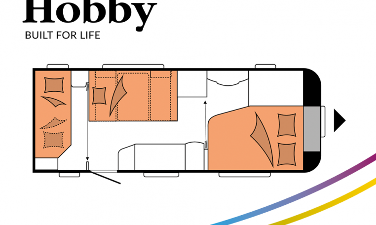 Hobby De Luxe 540 KMFe model 2022 Cannenburg Plattegrond Slapen