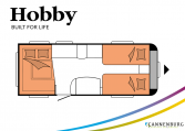 Hobby De Luxe 540 UL model 2022 Cannenburg Plattegrond slapen