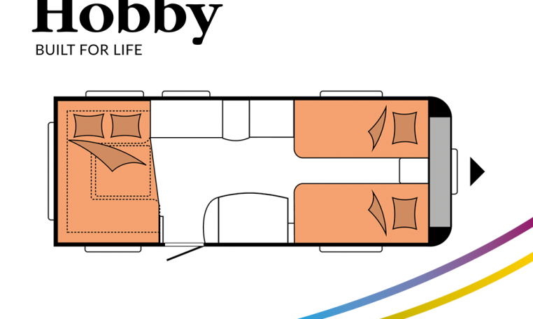 Hobby De Luxe 540 UL model 2022 Cannenburg Plattegrond slapen