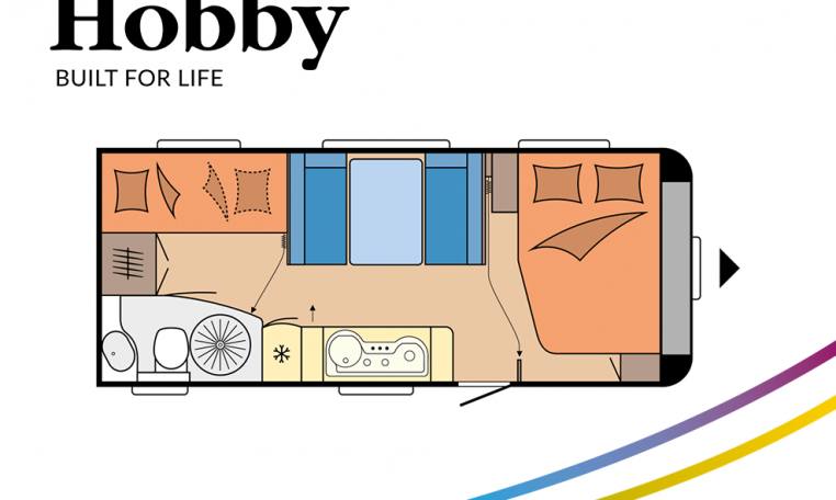 Hobby De Luxe 545 KMF model 2022 Cannenburg Plattegrond