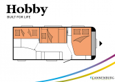 Hobby De Luxe 545 KMF model 2022 Cannenburg Plattegrond slapen