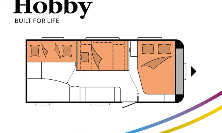 Hobby De Luxe 545 KMF model 2022 Cannenburg Plattegrond slapen