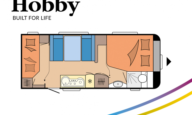 Hobby De Luxe 560 KMFe model 2022 Cannenburg Plattegrond