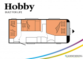 Hobby De Luxe 560 KMFe model 2022 Cannenburg Plattegrond Slapen