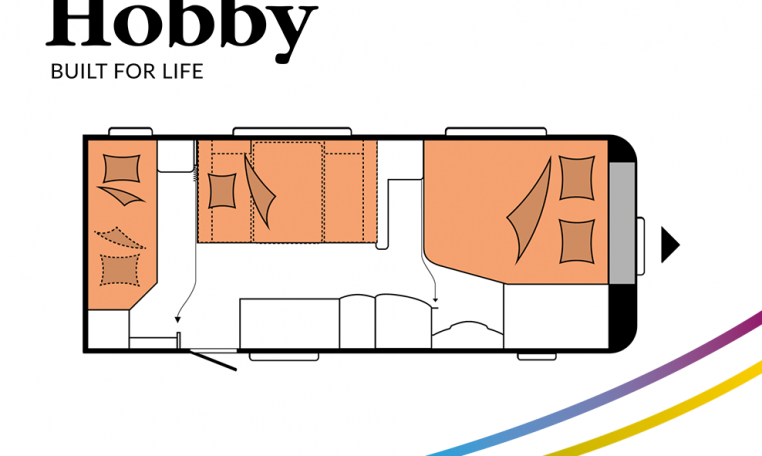 Hobby De Luxe 560 KMFe model 2022 Cannenburg Plattegrond Slapen