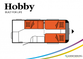 Hobby Excellent 460SL model 2022 Cannenburg plattegrond slapen