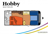 Hobby Excellent 495 WFB model 2022 Cannenburg plattegrond