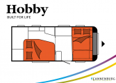 Hobby Excellent 495 WFB model 2022 Cannenburg plattegrond slapen