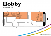 Hobby Excellent Edition 650 KMFe Excellent Edition model 2022 Cannenburg Plattegrond slapen