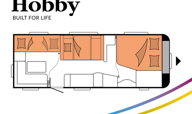 Hobby Excellent Edition 650 KMFe Excellent Edition model 2022 Cannenburg Plattegrond slapen