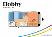 Hobby ONTOUR 390 SF model 2022 Cannenburg plattegrond