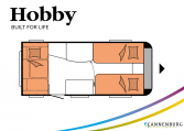 Hobby ONTOUR 460 DL model 2022 Cannenburg plattegrond slapen