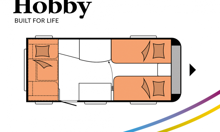 Hobby ONTOUR 460 DL model 2022 Cannenburg plattegrond slapen