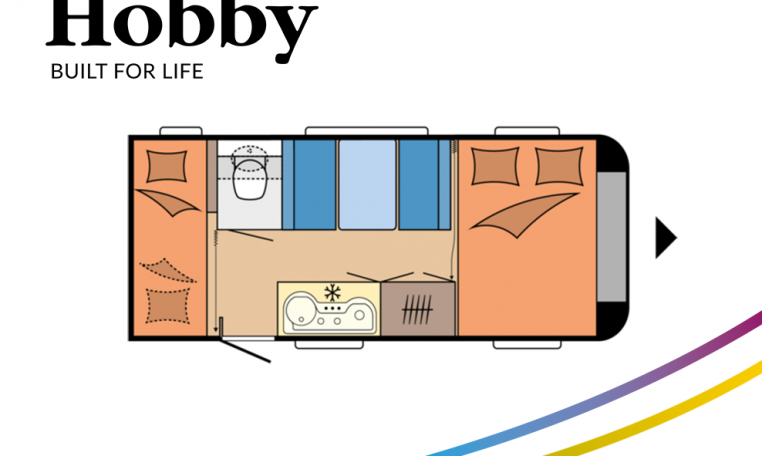 Hobby ONTOUR 470 KMF model 2022 Cannenburg plattegrond