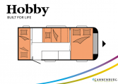 Hobby ONTOUR 470 KMF model 2022 Cannenburg plattegrond slapen