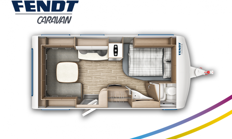 Fendt Saphir 465 SFB model 2022 plattegrond bedden slapen