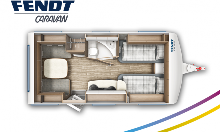 Fendt Saphir 465 TG model 2022 plattegrond bedden slapen