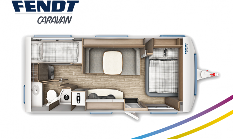 Fendt Saphir 560 SKM model 2022 plattegrond bedden slapen