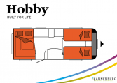 Hobby Excellent 540 UL model 2022 Cannenburg Plattegrond slapen