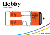 Hobby Excellent 540 WLU model 2022 Cannenburg Plattegrond slapen