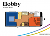 Hobby Excellent 560 CFe model 2022 Cannenburg Plattegrond