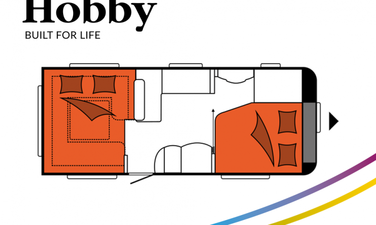 Hobby Excellent 560 CFe model 2022 Cannenburg Plattegrond slapen bed