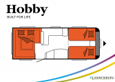 Hobby Excellent 620 CL model 2022 Cannenburg Plattegrond slapen bedden