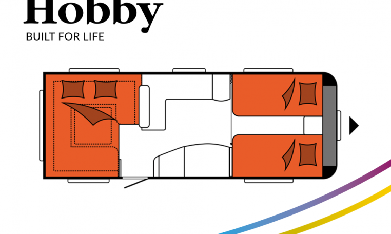 Hobby Excellent 620 CL model 2022 Cannenburg Plattegrond slapen bedden